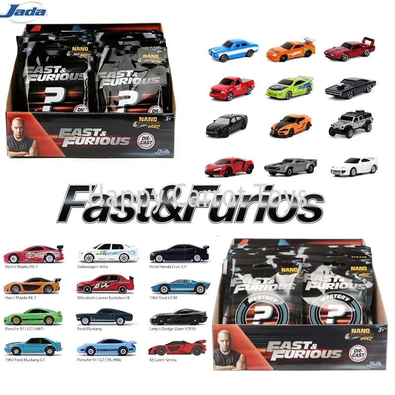 Jada Nano Hollywood Rides Fast & Furious: Bolsa Sorpresa Misteriosa con Coches de 1.65" con Ruedas Giratorias de Metal Fundido a Presión – Regalos
