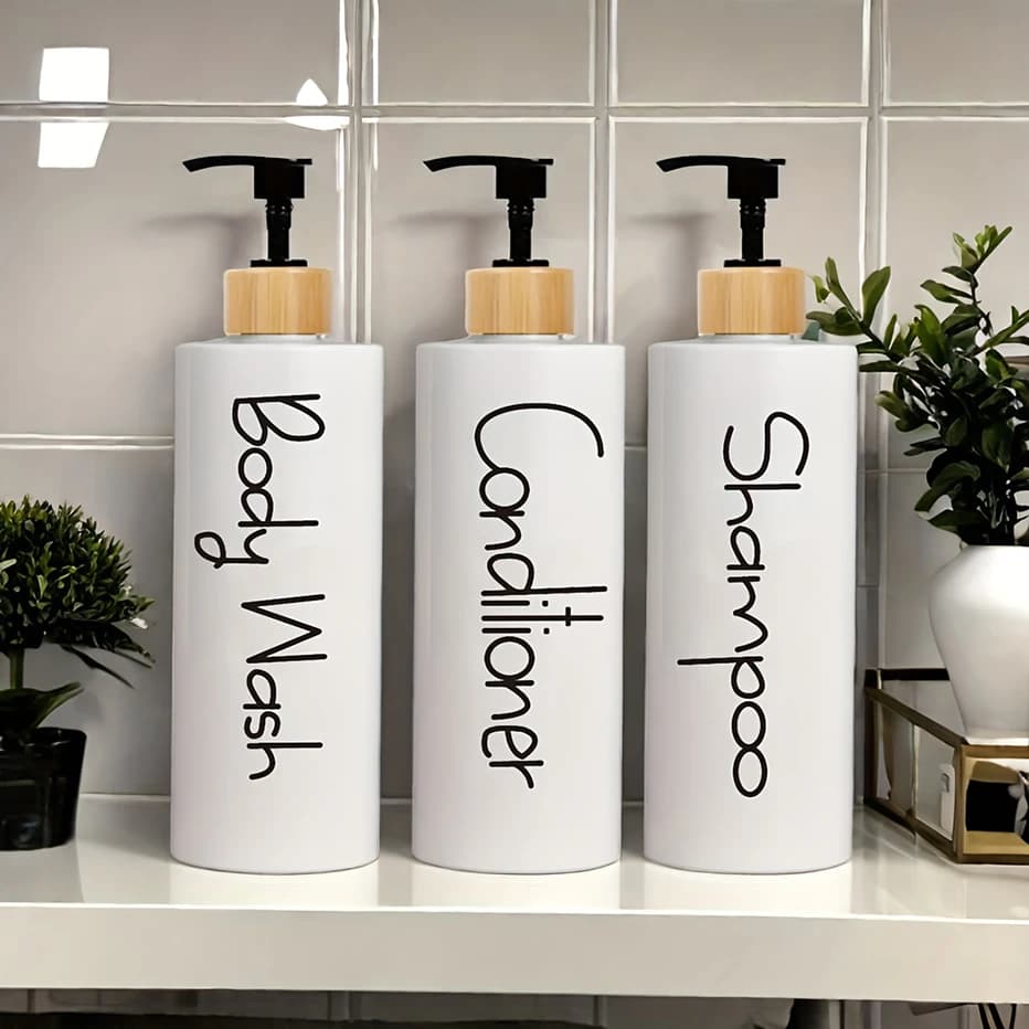 Dispensador de jabón para baño, botella dispensadora con bomba de mano reutilizable, Gel de ducha para baño, champú, contenedor de botella
