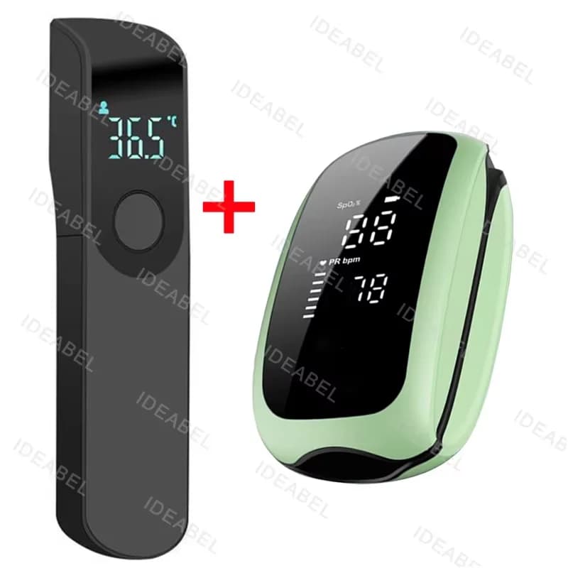 Oxímetro recargable, termómetro infrarrojo para fiebre, LCD Digital, termómetro láser sin contacto para temperatura corporal y oído para niños y