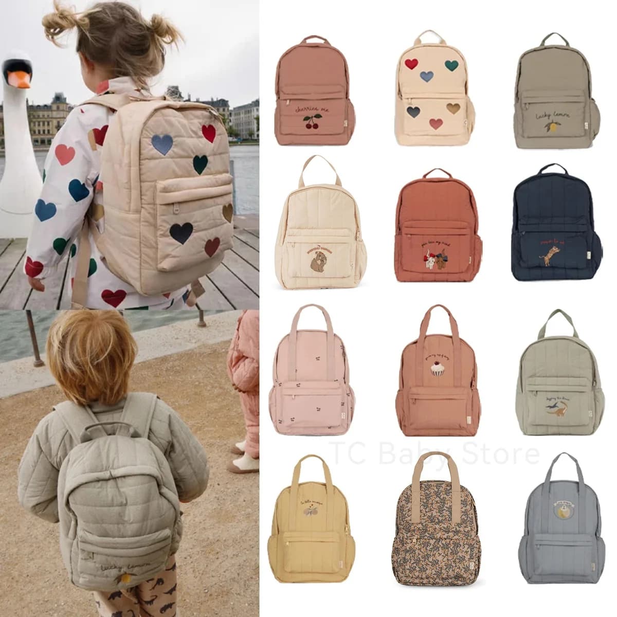 Nueva mochila KS para bebés, mochila escolar para padres e hijos, bolsas de guardería, marca de viaje, cereza, almacenamiento para niños y niñas