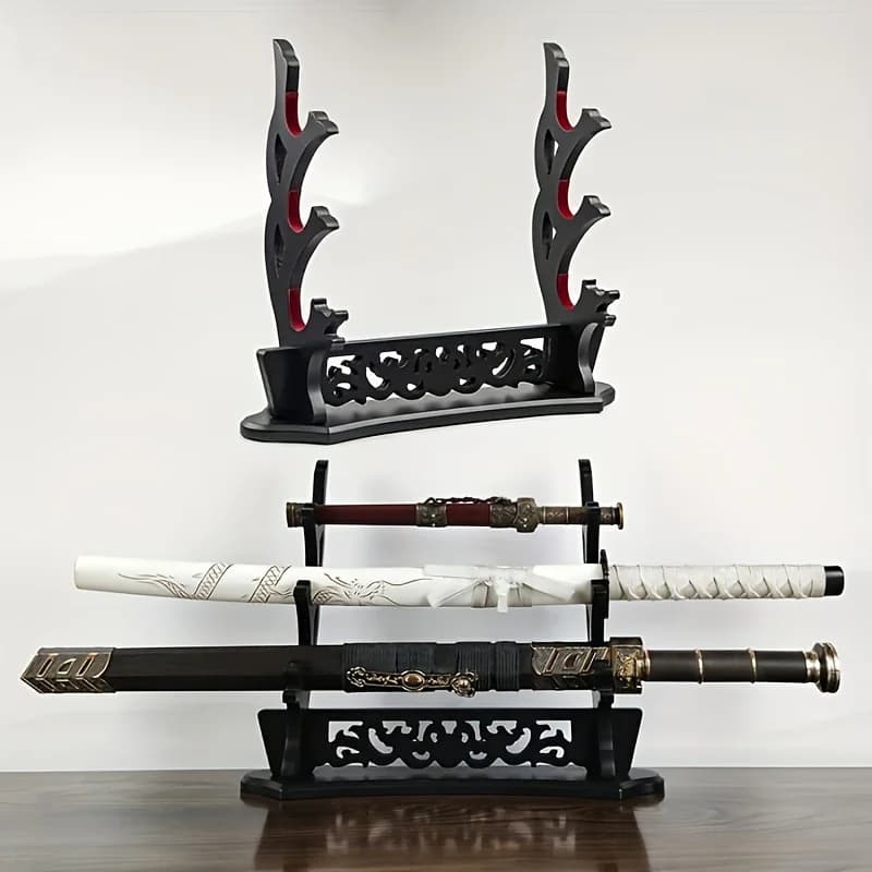 Soporte de madera para Katana, estante de almacenamiento para espada de dragón, soporte de exhibición, organizador de cuna de sable japonés Katana