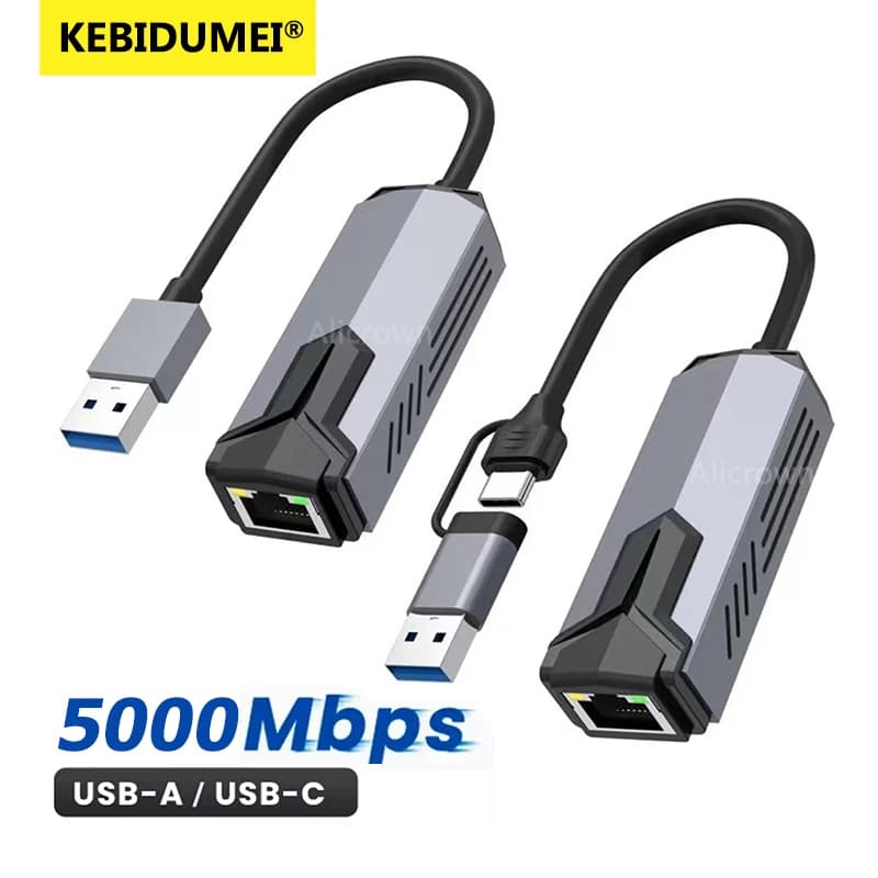 Adaptador de tarjeta de red USB con cable de 5Gbps tipo C a RJ45 LAN USB-C convertidor Ethernet Hub para portátiles Win 11 compatible con