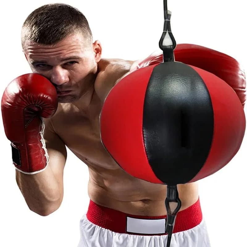 Saco de boxeo colgante inflable de doble extremo, bola de velocidad de cuero PU de primera calidad para entrenamiento de agilidad, precisión y