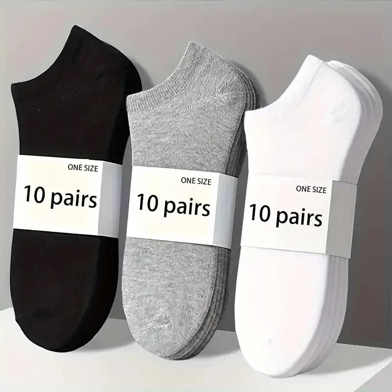Paquete de 5/10 calcetines tobilleros unisex de ajuste cómodo para todos, transpirables y livianos: ideales para deportes y uso diario
