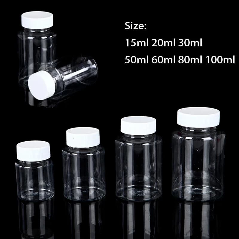 5-30 Uds botellas recargables 15ml 20ml 30ml 50ml 60ml 80ml 100ml plástico PET transparente botellas con sello vacío contenedor con tapón de rosca