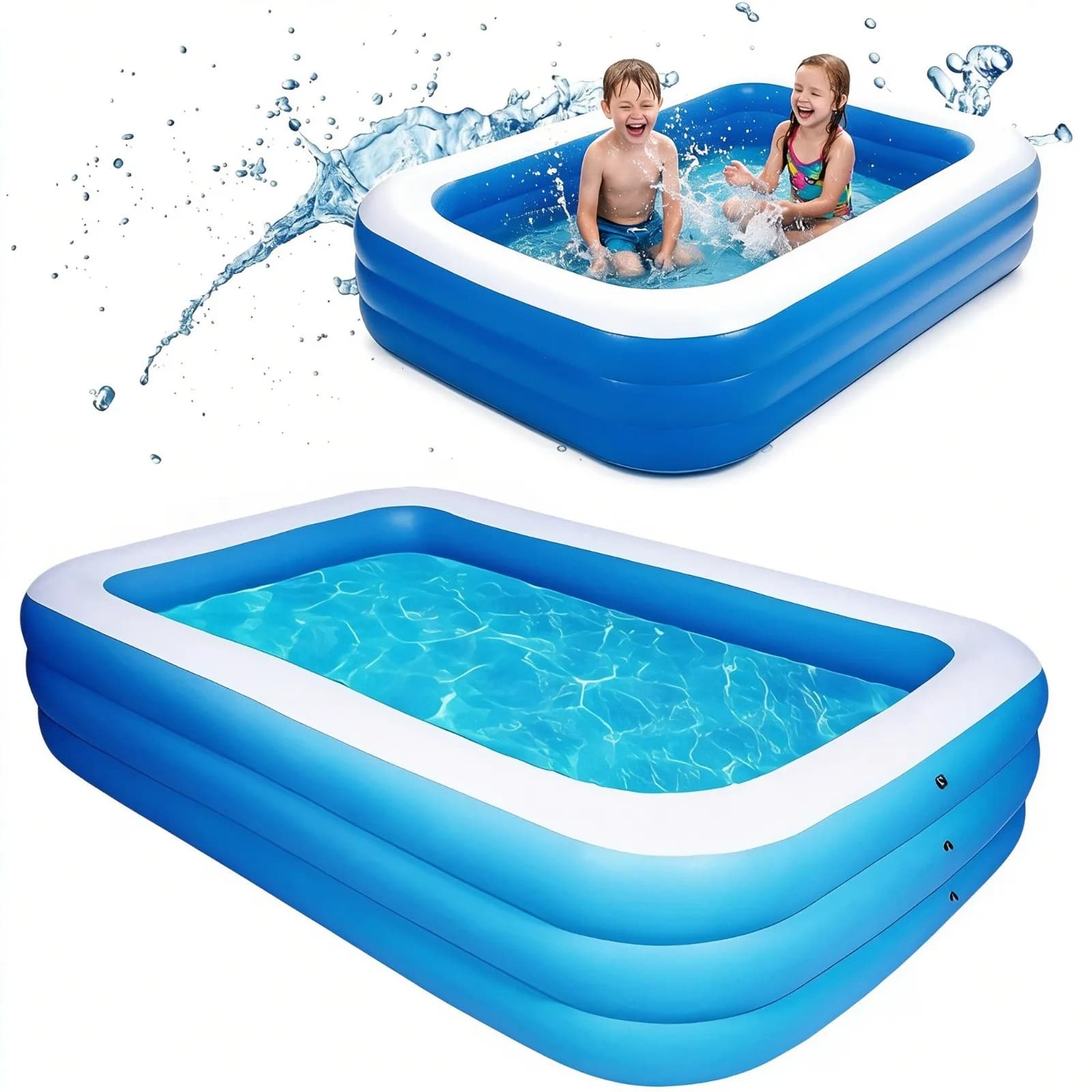 Piscina Inflable Plegable, Piscina Rectangular para Jugar en el Agua en Verano, Piscinas para Niños para Fiestas Acuáticas en el Jardín Familiar