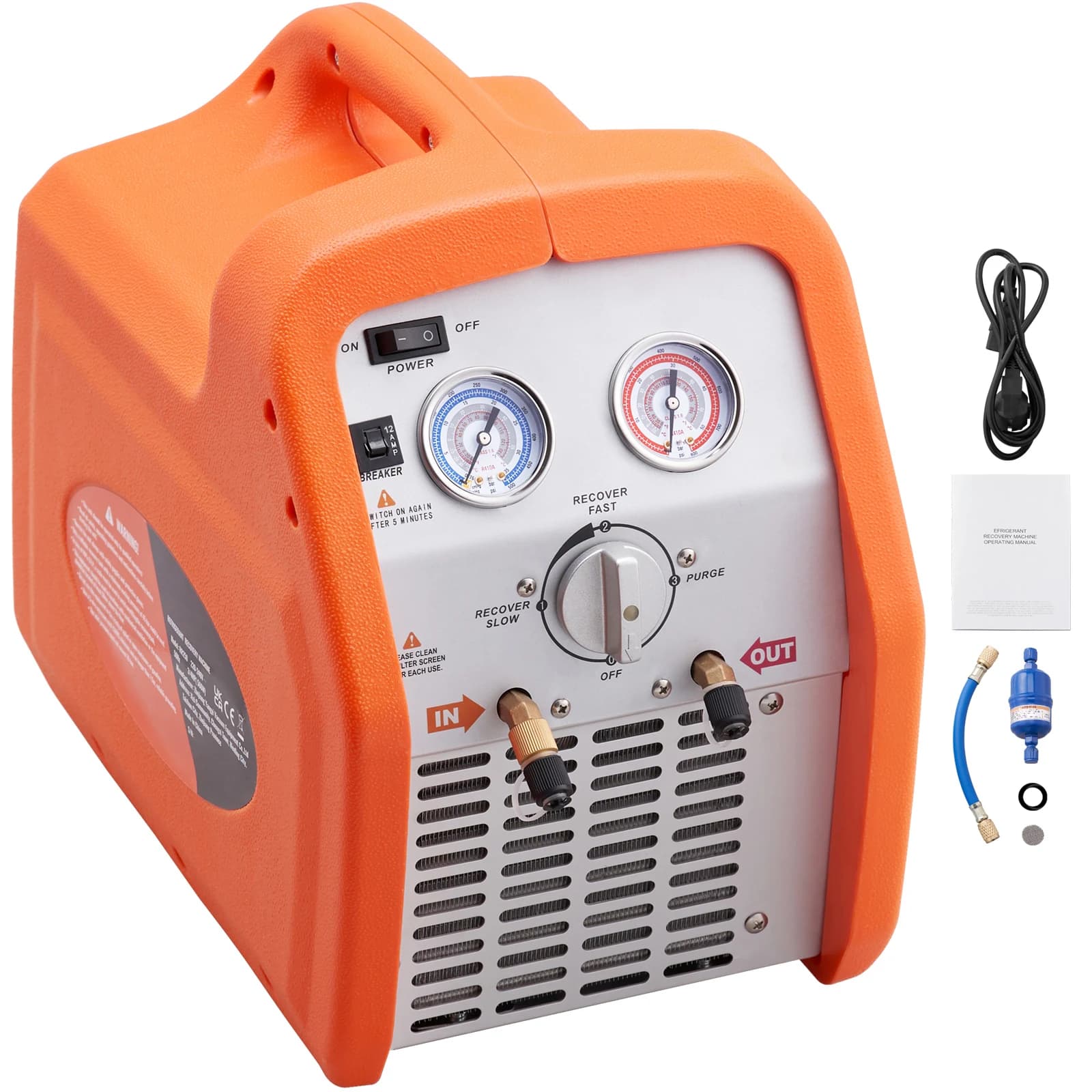 SucceBuy 3/4 1HP Máquina de recuperación de refrigerante Máquina de recuperación de CA portátil Máquina de recuperación de 60 Hz HVAC para aire