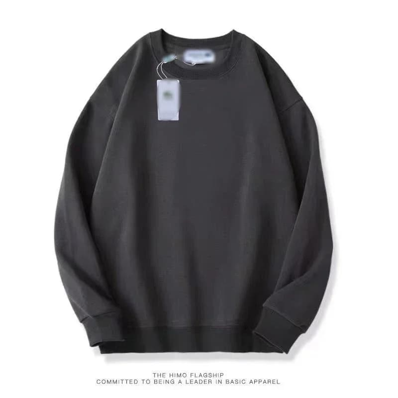 Sudadera Vintage Lavada con Cuello Redondo y Patrón de Bordado Minimalista para Hombre, Ideal para Senderismo y Ciclismo, Corte Relajado, Manga Larga