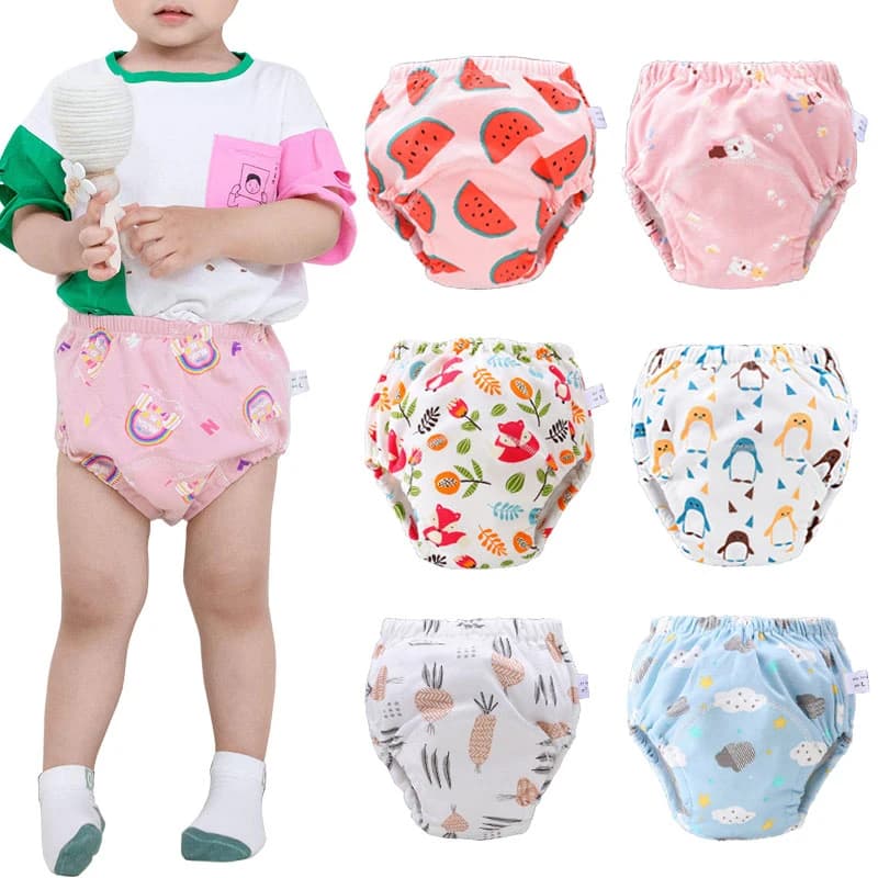 Pantalones de entrenamiento para ir al baño reutilizables para bebés, pañales de tela ecológicos de algodón para niños pequeños, bragas