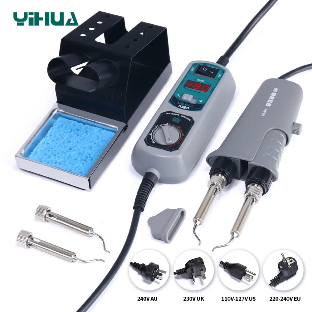 YIHUA 938D pinzas portátiles Estación de soldadura 110V 220V Estación de soldadura de hierro Chip Kit de desoldar conjunto equipo de soldadura SMD