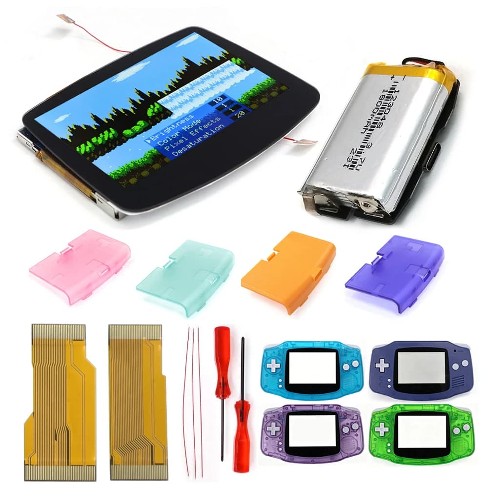 Pantalla LCD IPS laminada V5 720X480 con retroiluminación y batería recargable USB-C de 1800 mAh para consola Game Boy Advance GBA