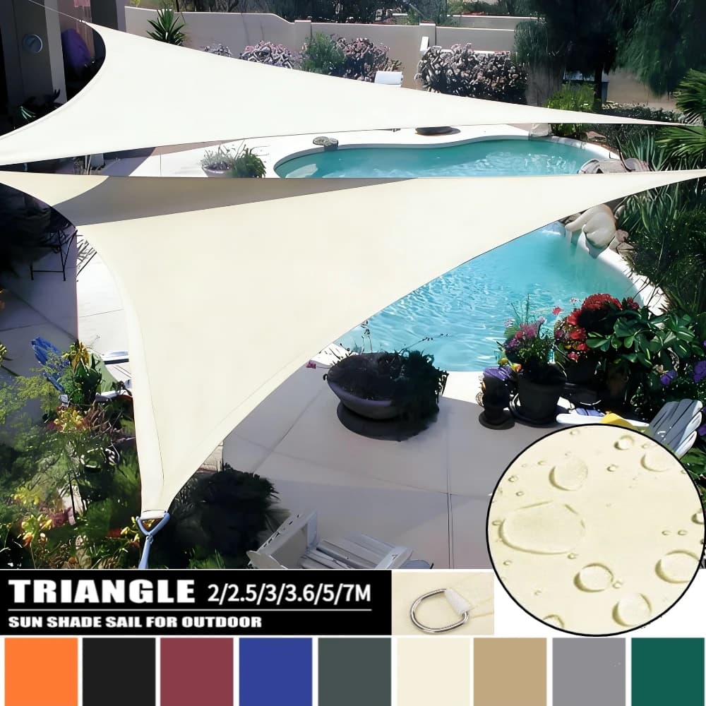 Toldo Triangular Impermeable de 2/2.5/3/3.6/5/7M, Cubierta Resistente para Exteriores, Toldo para Patio, Piscina o Jardín
