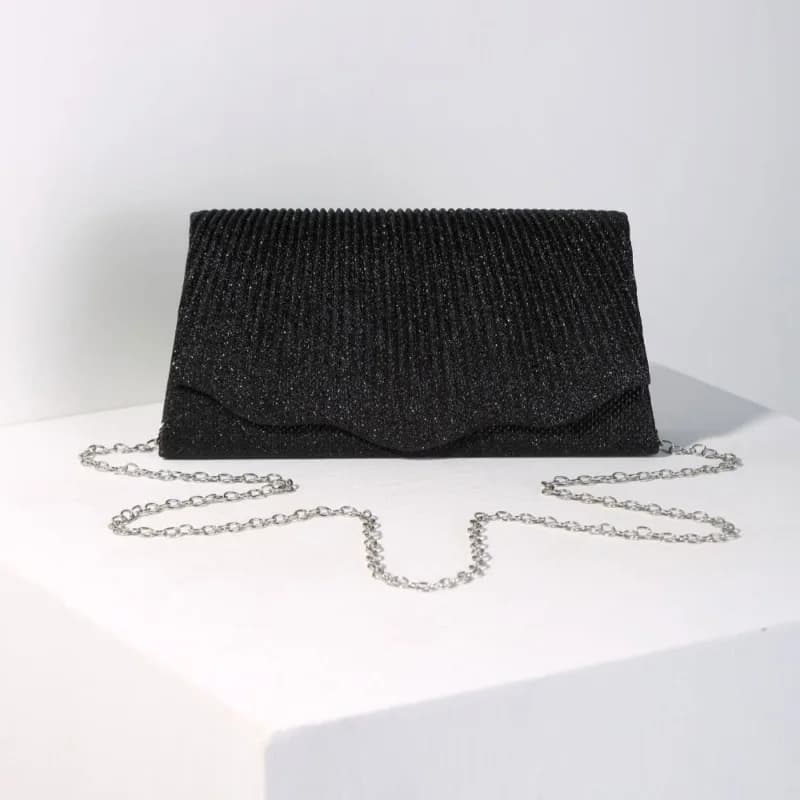 Bolso de mano plateado con purpurina para mujer, bolso de noche tipo sobre, elegante cartera larga de moda, bolsos de hombro con cadena para mujer,