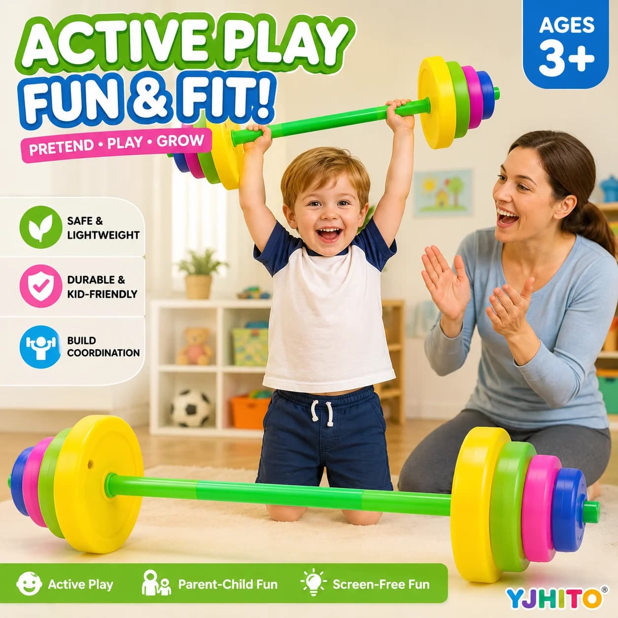Juguete de Mancuernas para Niños, Juego de Pesas de Juguete, Juguete Deportivo para Niños Pequeños, Juguete de Ejercicio Preescolar, Juguete de