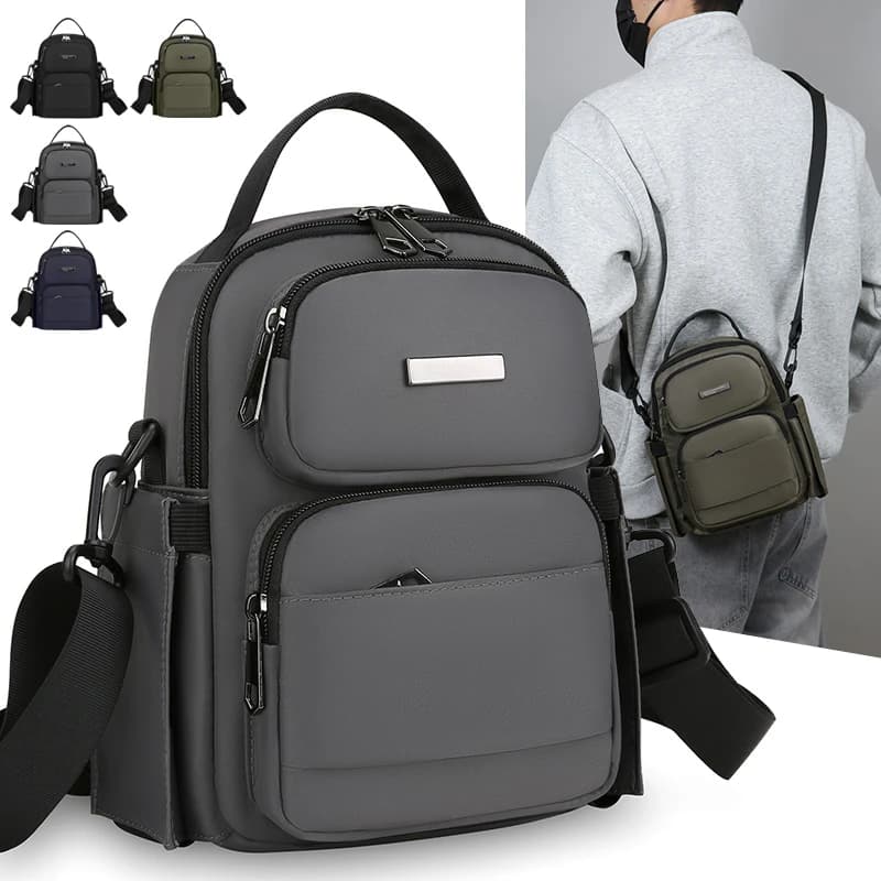 Bolso de mano para hombre de 4 capas con diseño de compartimentos, bandolera de alta calidad para hombre, elegante bolso de hombro para hombre con