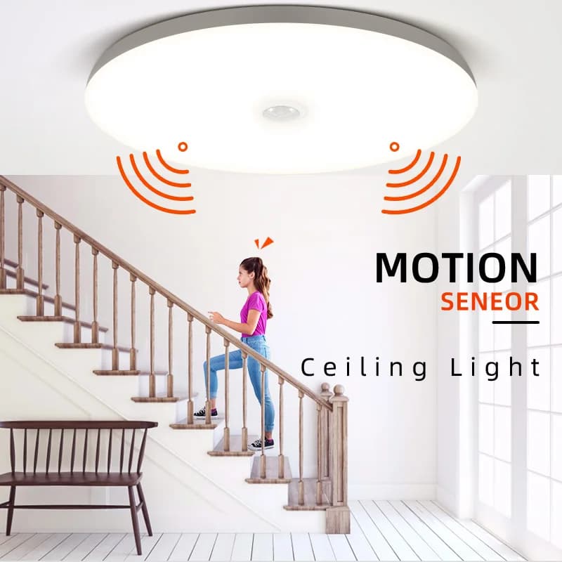Lámpara de techo LED inteligente 110V 220V PIR Sensor de movimiento Luz de noche de techo 20W 30W 40W Lámpara de techo montada en superficie 12W 15W