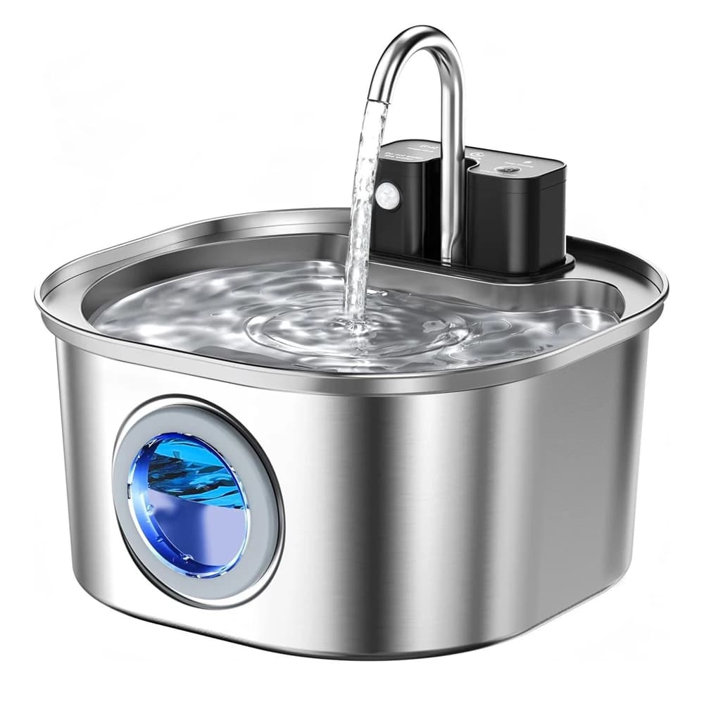 Fuente de agua para gatos con Sensor de recarga inalámbrico de acero inoxidable de 3L, bebedero automático para gatos, bebedero para perros, tazón