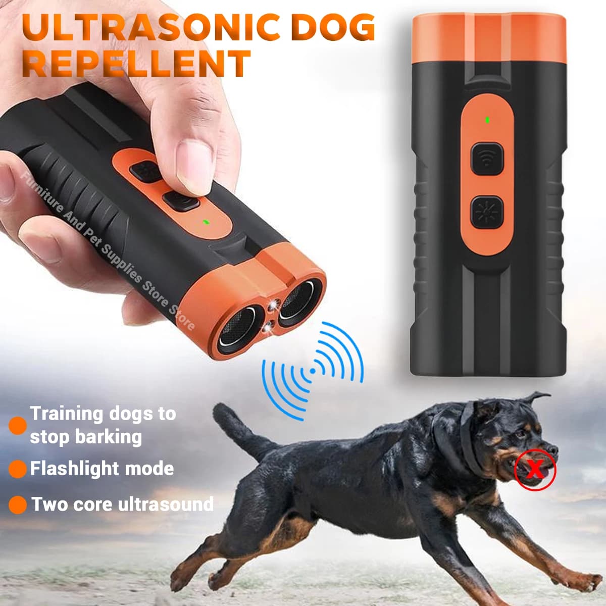 Repelente ultrasónico para perros y mascotas, dispositivo de entrenamiento antiladridos, repelente de entrenamiento de perros de alta potencia con