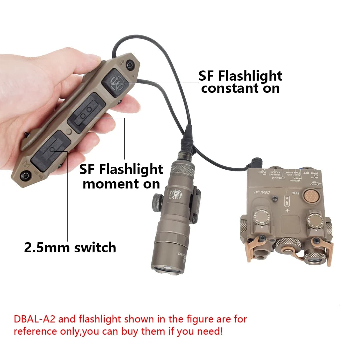 Interruptor táctico de doble función con botón de presión remoto para linterna PEQ-15 DBAL-A2 SureFire M300 M600 Airsoft Scout Light