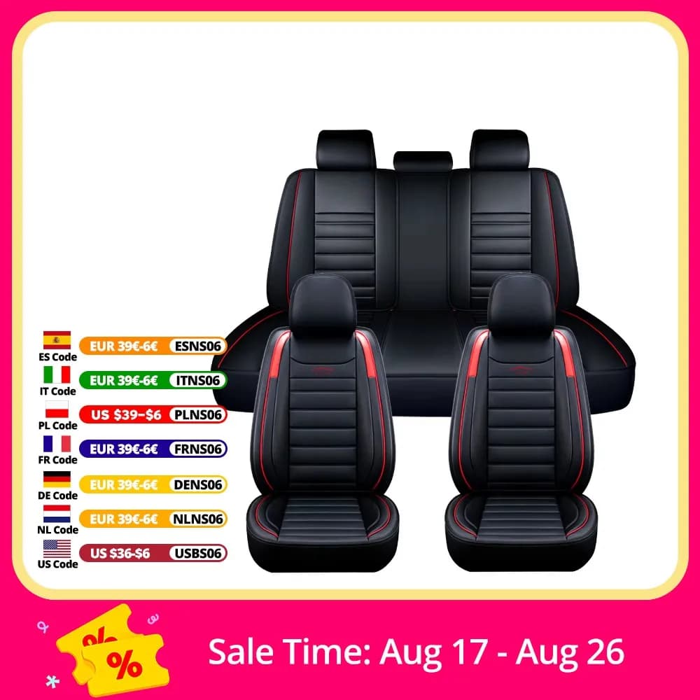 Funda Universal para asiento de coche de 5 asientos, cojín de cuero PU para asiento de coche, almohadilla protectora envolvente completa para