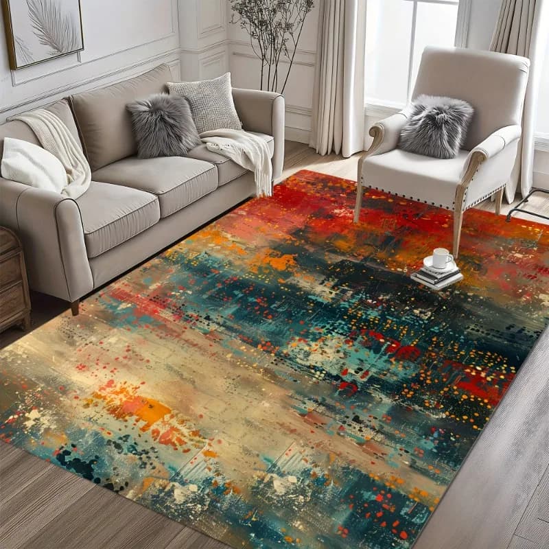 Alfombra de Franela suave abstracta, alfombras modernas para sala de estar, cocina, baño, entrada, alfombras lavables, alfombras grandes resistentes