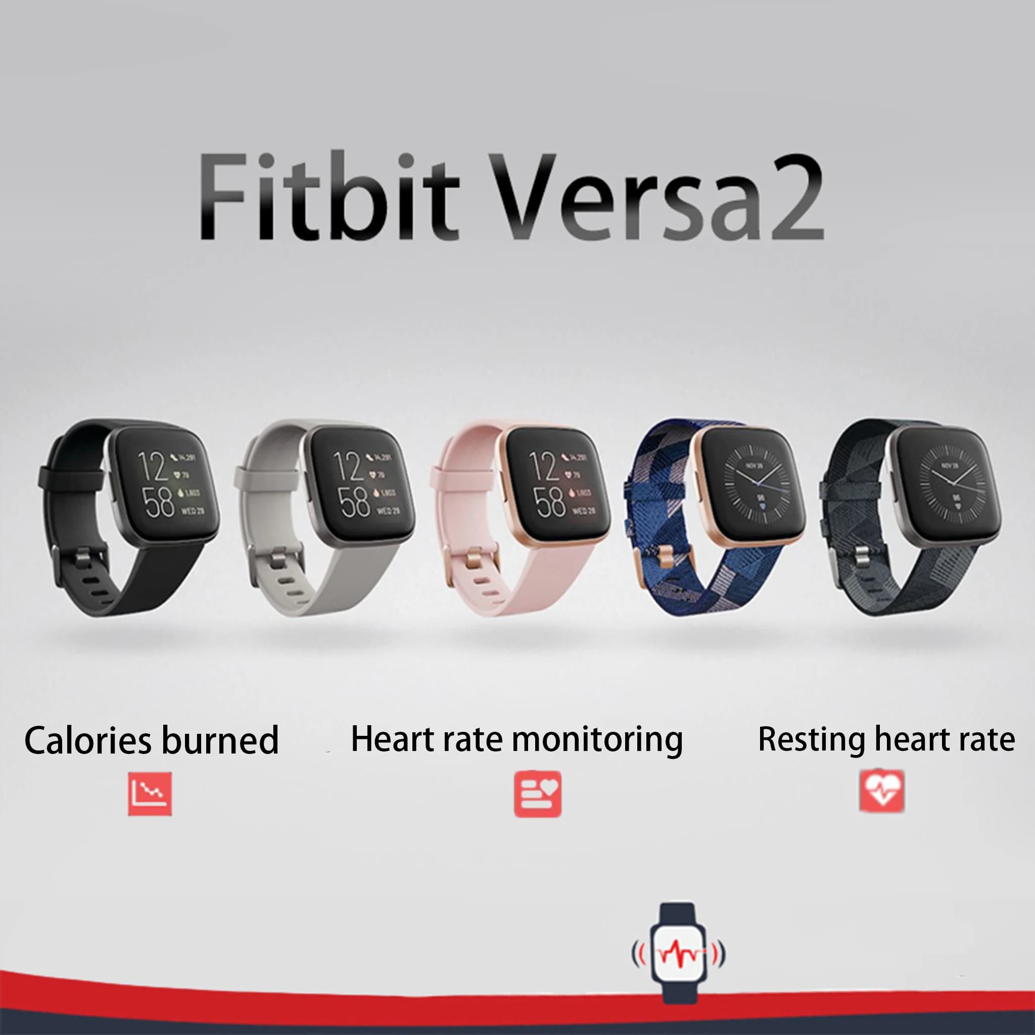 Fitbit Versa 2 Smartwatch de salud y fitness con frecuencia cardíaca, música, Alexa incorporado, seguimiento del sueño y de natación,