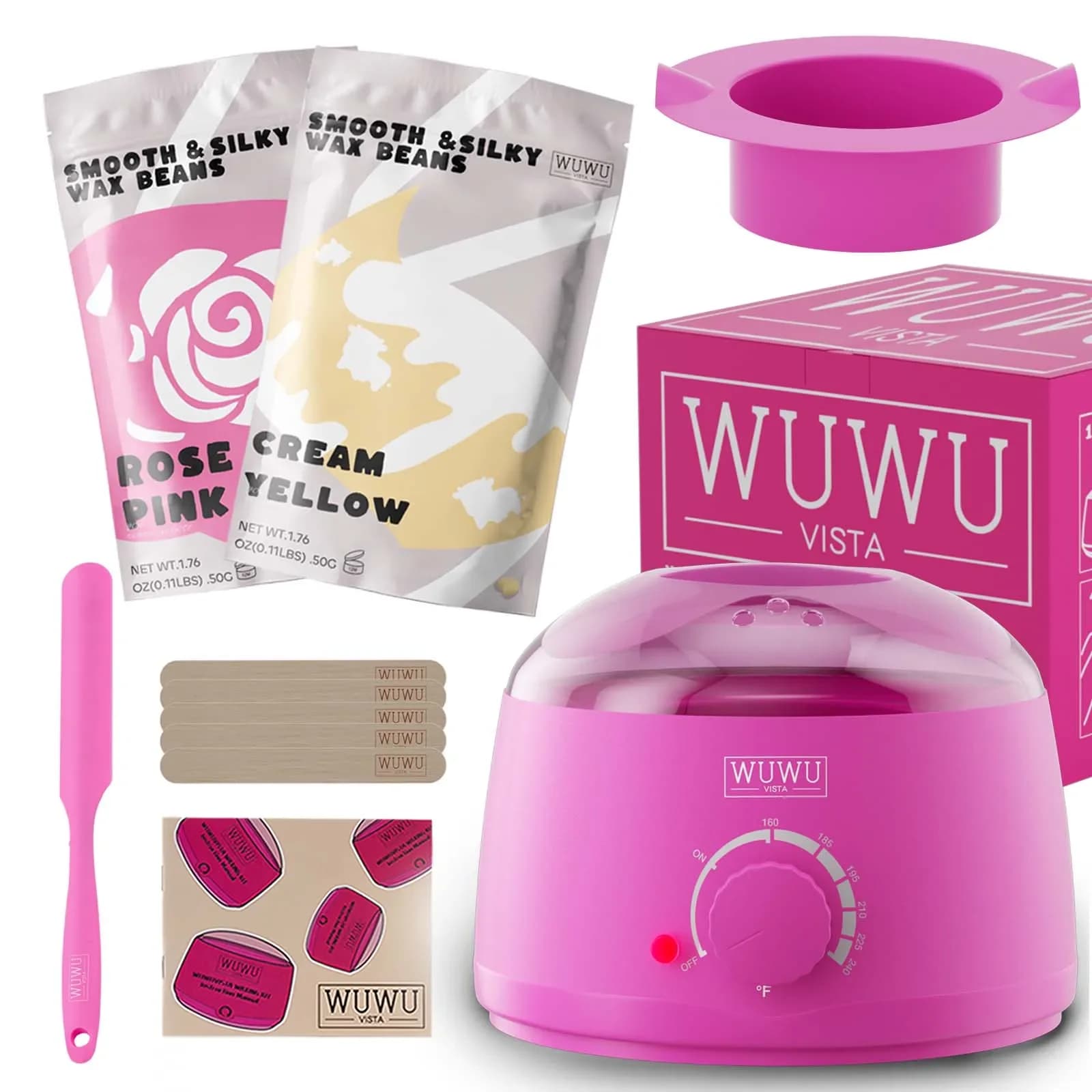 Kit de Depilación WUWUVISTA de 11 Artículos, Regalo de Navidad con Máquina de Depilación y Perlas de Cera para Rostro/Depilación
