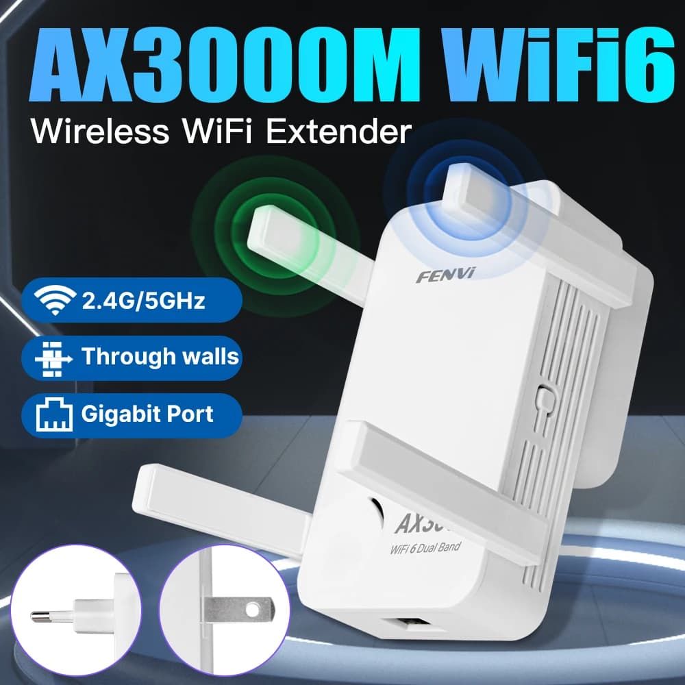 Repetidor WIFI6 AX3000 extensor inalámbrico Gigabit banda Dual 2,4/5Ghz amplificador de señal amplificador de largo alcance 802.11ax para el hogar y