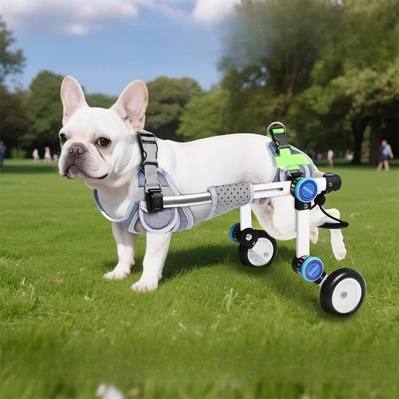 Silla de ruedas plegable para mascotas para perros y gatos, ayuda para la movilidad de la pierna trasera de aleación de aluminio, carrito de