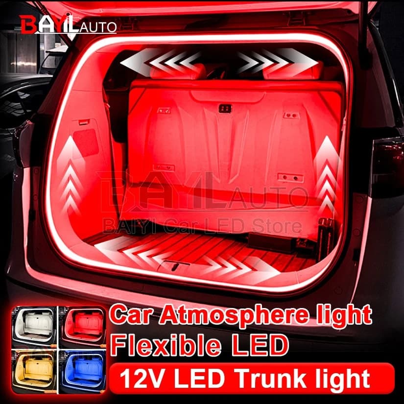 Luz de maletero de coche de 2m/4m, lámpara de ambiente decorativa de flujo dinámico, tira Flexible Led, Interior Universal ultraligero de 12V