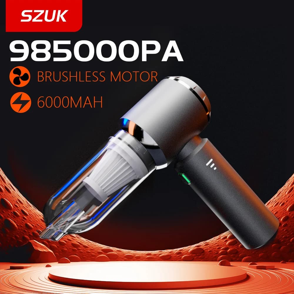 SZUK-aspiradora de coche 985000PA, Mini máquina de limpieza de mano inalámbrica con fuerte succión, aspiradora portátil para el hogar y el coche 