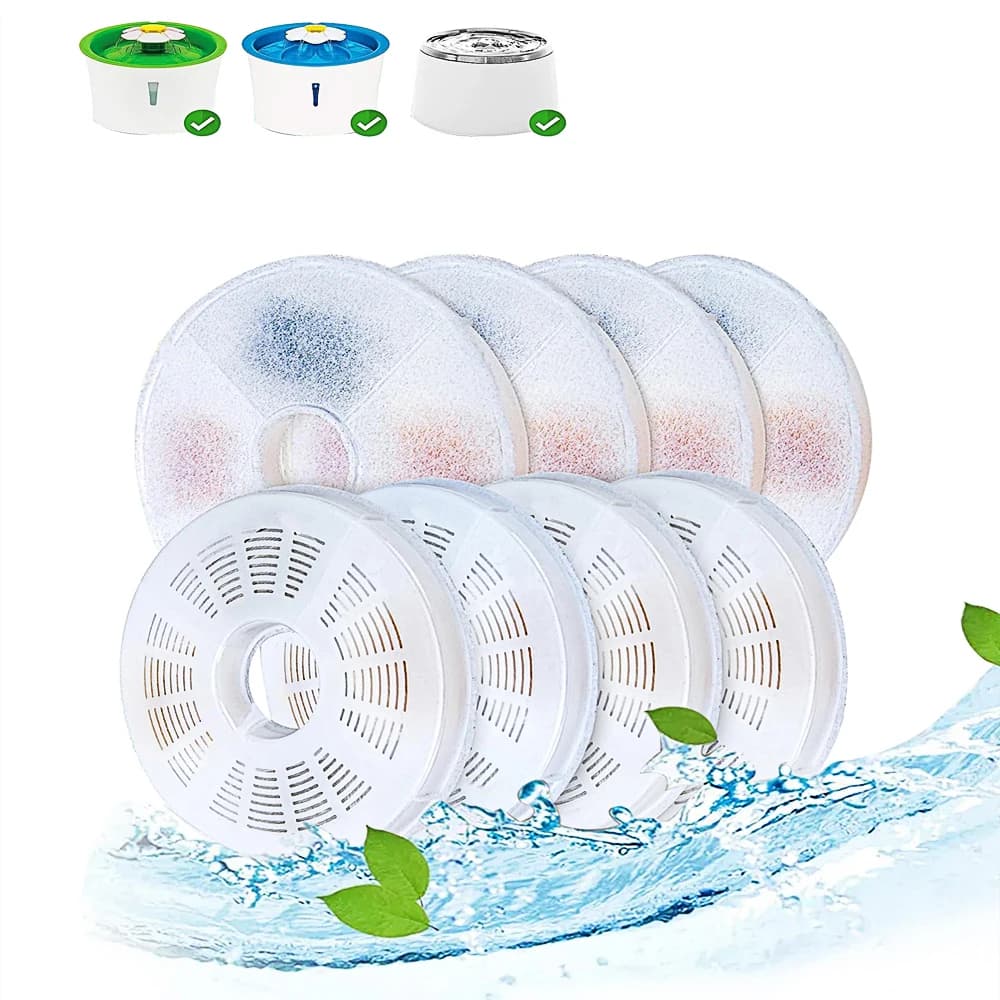 Filtro dispensador de fuente de agua para perros y gatos, elemento filtrante de repuesto de carbón activo adecuado para alimentadores de agua