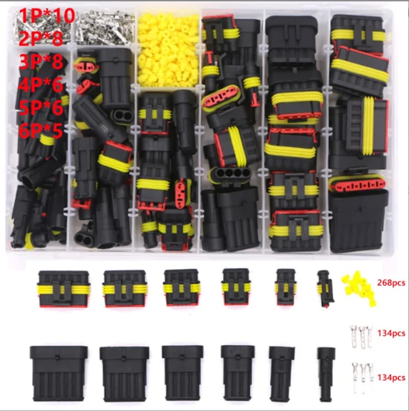 Kit de conectores a prueba de agua, conector rápido de cable automotriz, cableado eléctrico en el coche, enchufe de sellado automático 1, 2, 3, 4,