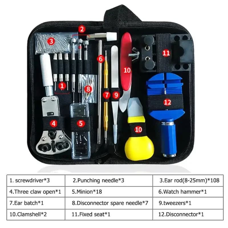 147 Uds Kit de herramientas de reparación de relojes relojero enlace Pin removedor abridor de caja barra de resorte Horlogemaker Gereedschap nh35