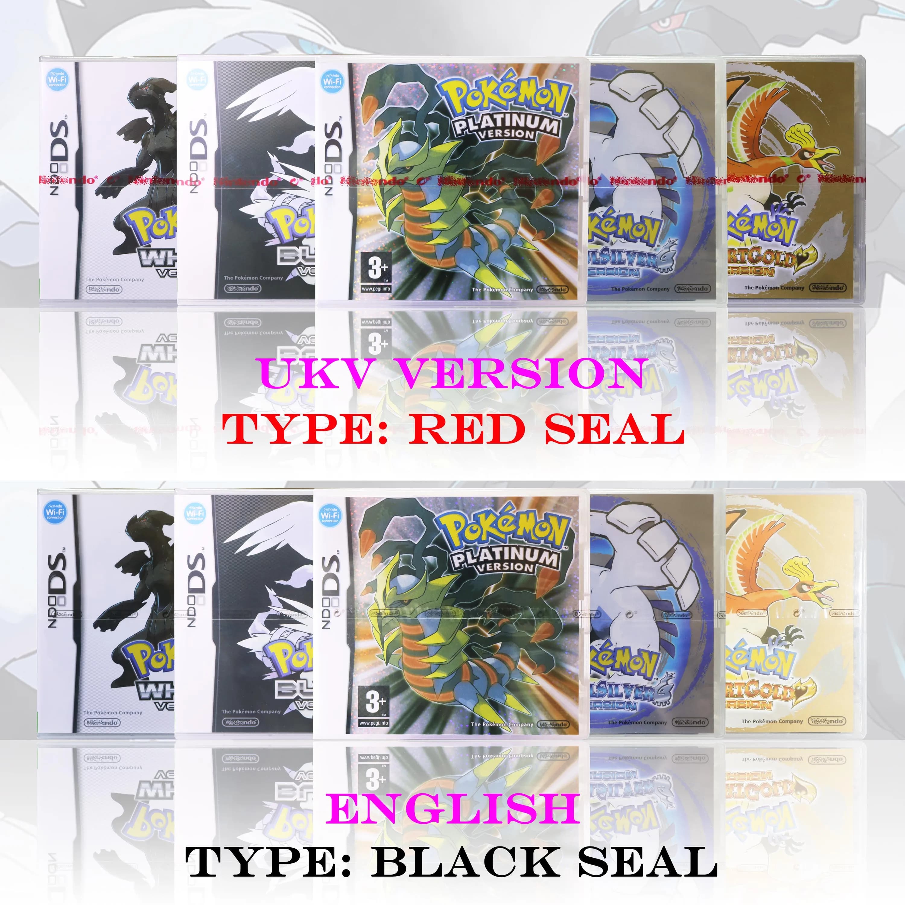 Versión UKV Pokémon Platino Blanco y Negro Nuevo Sellado en Caja con Manuales Cartucho de Videojuego DS para Consola DS 2DS 3DS
