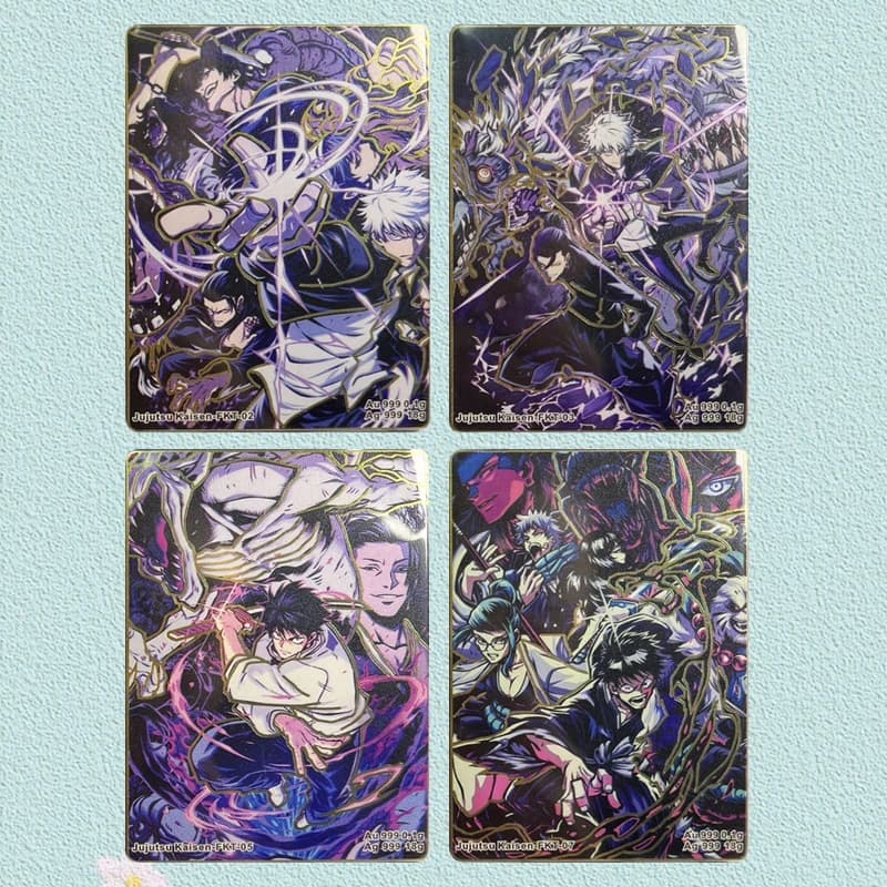 Anime Demon Slayer Jujutsu Kaisen Farang tarjetas de Metal certificados tarjetas coleccionables regalos de cumpleaños de Navidad juguetes para niños