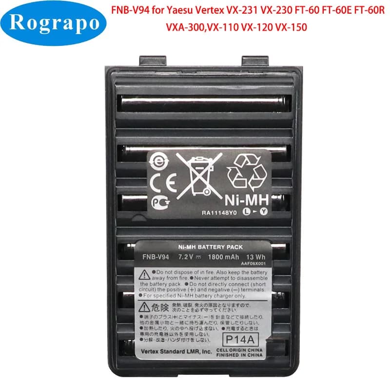 Nuevo 1800mAh FNB-V57 FNB-64 FNB-83 FNB-V94 Walkie Talkie batería para Yaesu Vertex Radio FT-60E FT-60 VXA-300 VX-110 VX-120 VX-150