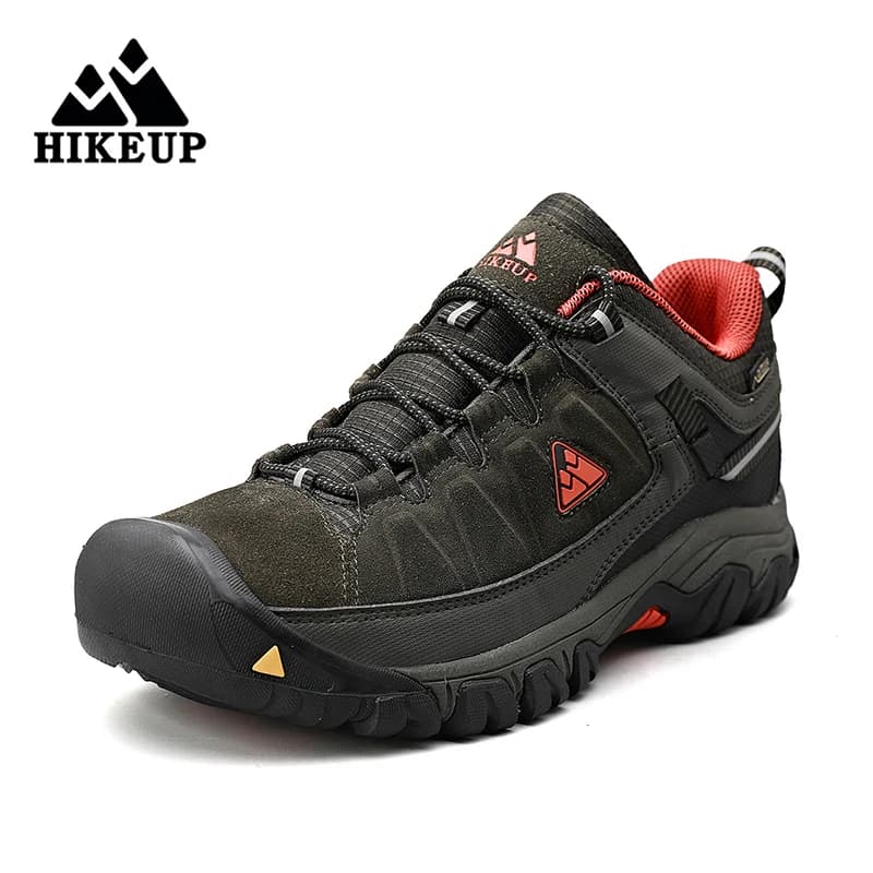 HIKEUP-zapatos de senderismo de cuero para hombre, zapatillas de escalada duraderas de alta calidad, suela de goma para caminar al aire libre, venta
