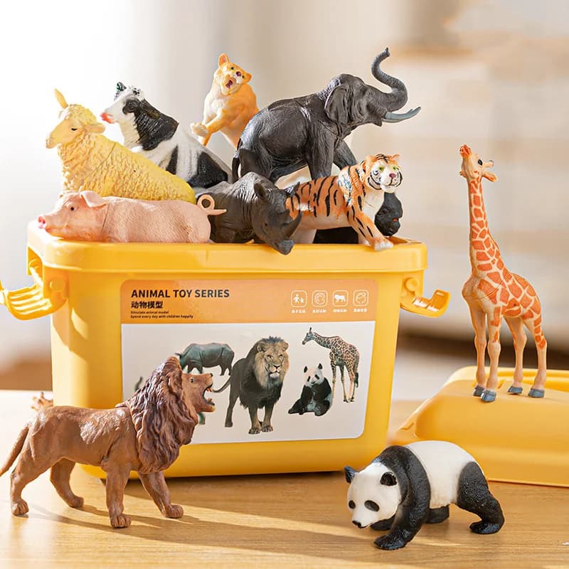 Figura de animal realista, juguete, conjunto de educación temprana, kit de reconocimiento de plantas para bebés, León, Tigre, elefante, panda,