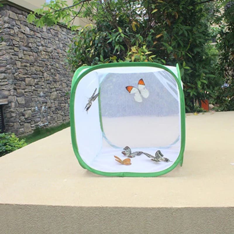 Jaula plegable para insectos, malla, hábitat, pájaro, mariposa, Mantis, palo, rejilla, red de críquet de cría, casulo de granja, jaula para