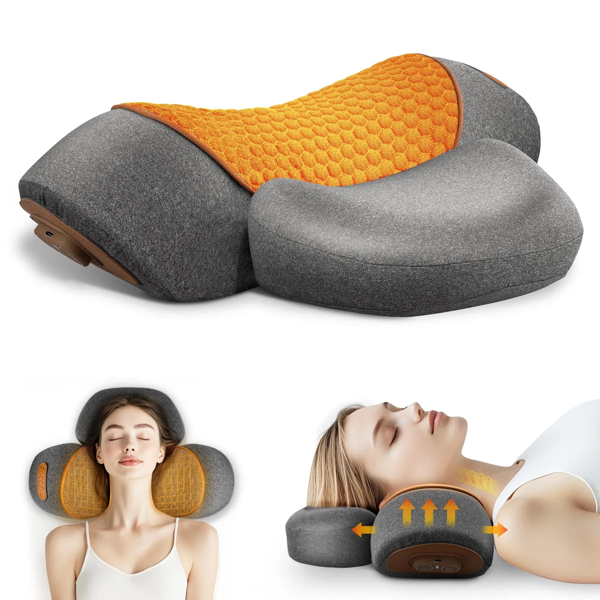 Masajeador eléctrico de cuello, almohada Cervical, compresa caliente, estiramiento de cuello, calefacción, vibración, cuello, hombro, almohada de