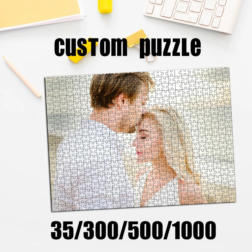 Rompecabezas de fotos personalizado "cartón/madera 35/300/500/1000 piezas rompecabezas para adultos juguetes para niños"
