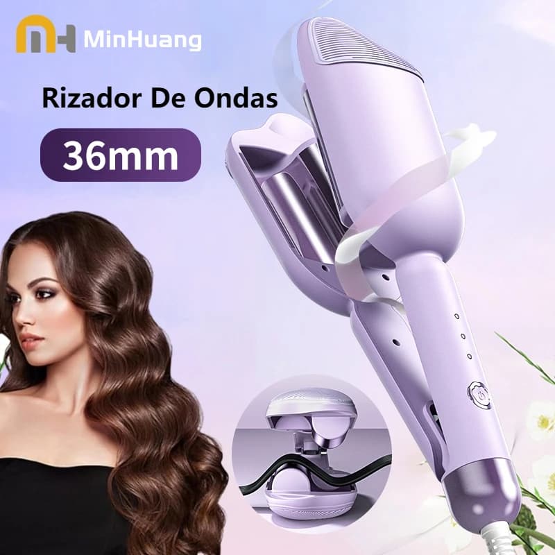 Rizador de pelo eléctrico de 36mm, rizador de pelo de cerámica con ondas grandes, herramienta de estilismo de rizador de pelo de larga duración