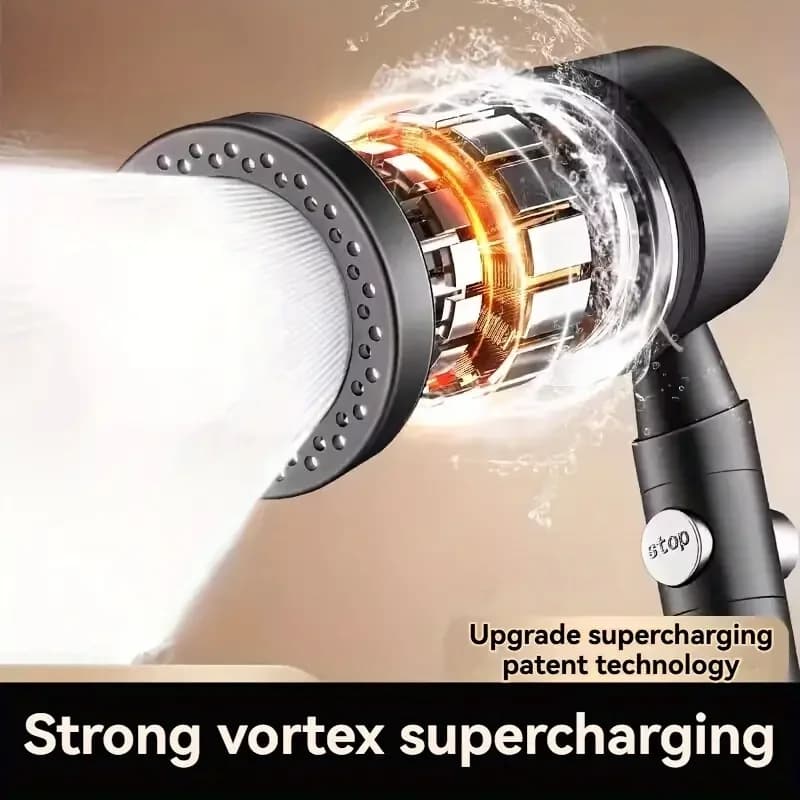 Nuevo cabezal de ducha con filtro de ahorro de agua de alta presión, cabezal de ducha de mano de 5 modos, juego de accesorios de baño con parada de