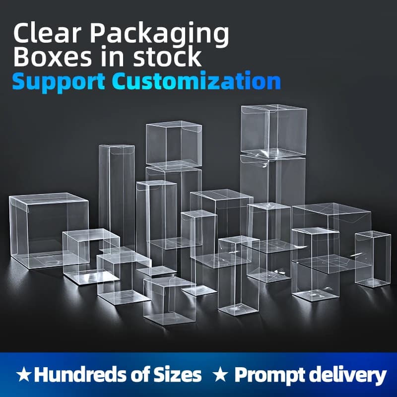 50 Cajas de Plástico PET Transparente Plegables Cuadradas para Exhibición, Cajas de Regalo de PVC para Minoristas, Cajas de Almacenamiento