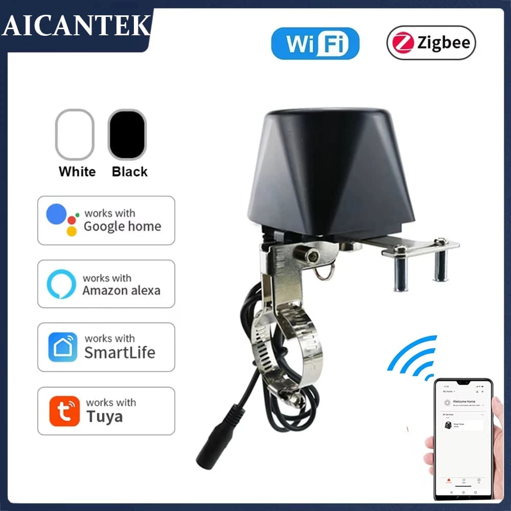 Válvula de agua Tuya Zigbee o Wifi, válvula de bola de cierre de Gas, temporizador, controlador de grifo inteligente para jardín, compatible con