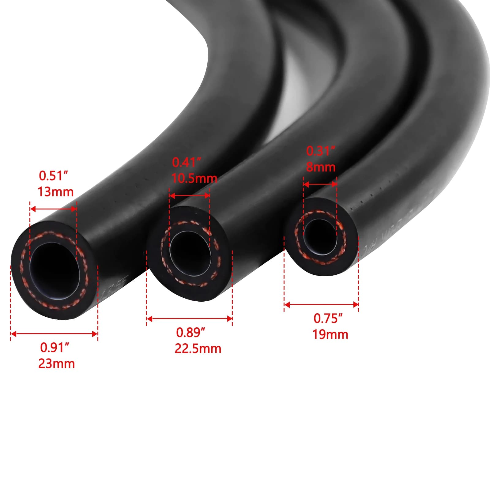 1 metro # 6 # 8 # 10 # Manguera de Refrigerante R12 R134a de Pared Delgada con Barrera de Nailon para Sistemas de Aire Acondicionado