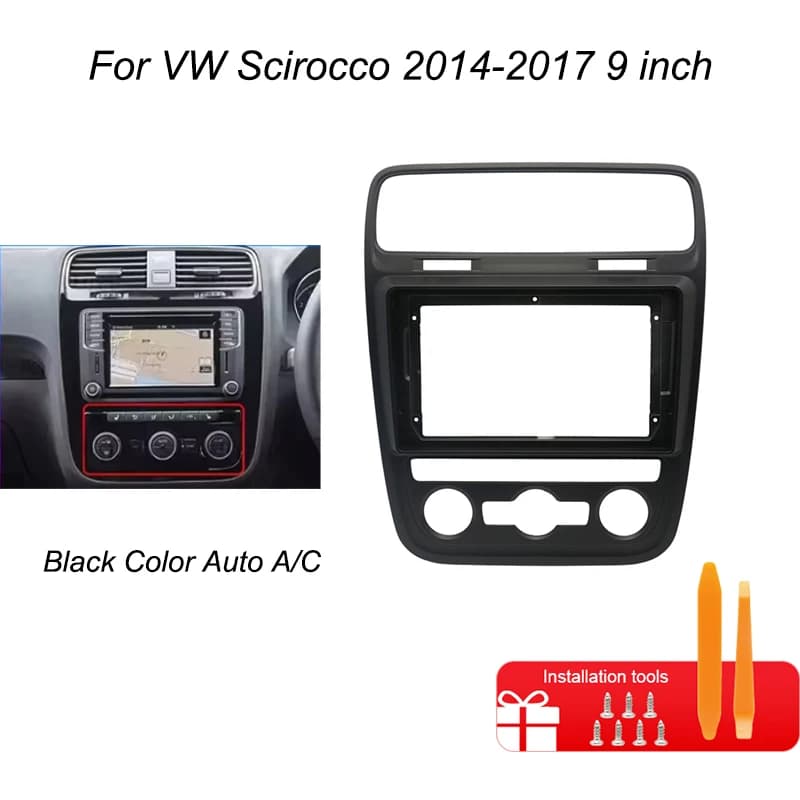 Marco de Fascia de Radio de coche para VW Scirocco 2014-2017 9 pulgadas 2DIN Panel estéreo arnés cableado Cable de alimentación Cable
