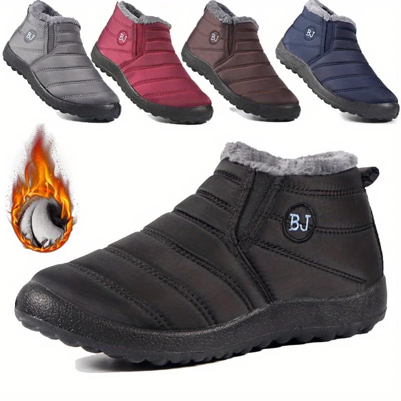 Zapatos de nieve cálidos antideslizantes impermeables para mujer, cómodos zapatos de senderismo bajos