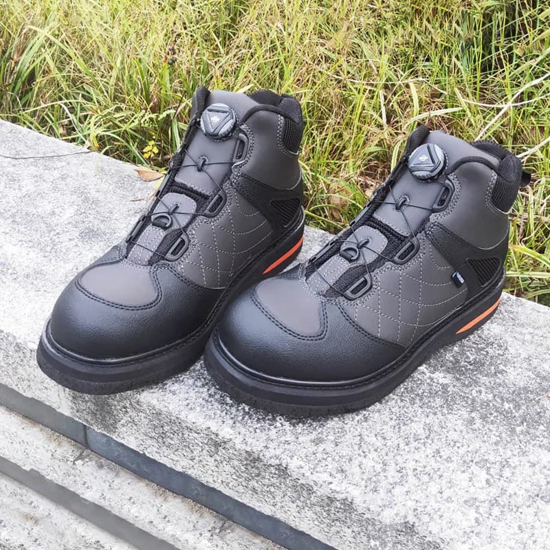 Zapatos de pesca con suela de fieltro de encaje autoblocante, botas de pesca para caza, senderismo, arrecife, roca, botas para vadear en río aguas